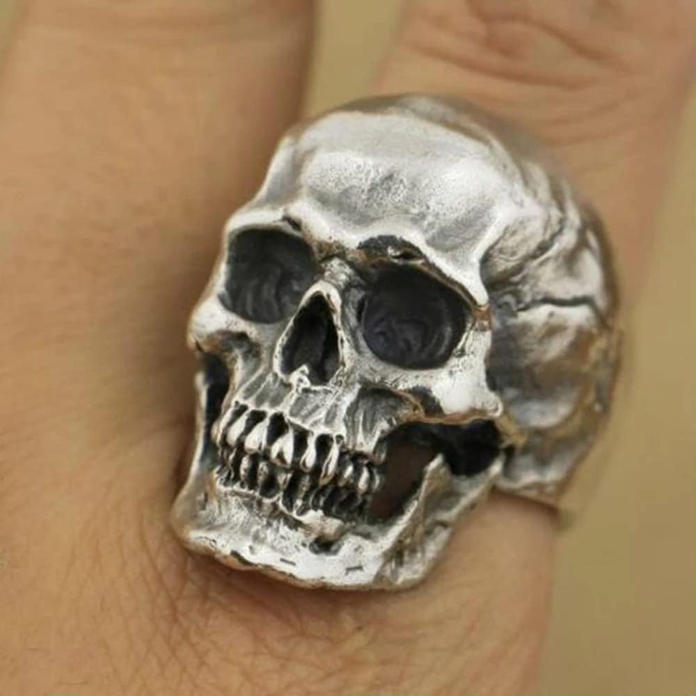 Skull Ring for Men Vintage Silver Black Cool Punk Retro Gothic Dainty Goth