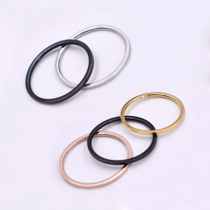 3Pcs 1Mm Stainless Steel Plain Band Knuckle Stacking Midi Rings for Women Comfort Fit