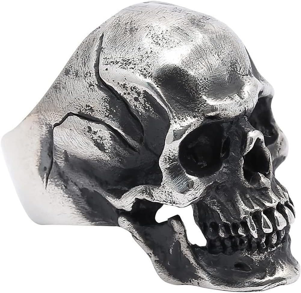 Skull Ring for Men Vintage Silver Black Cool Punk Retro Gothic Dainty Goth
