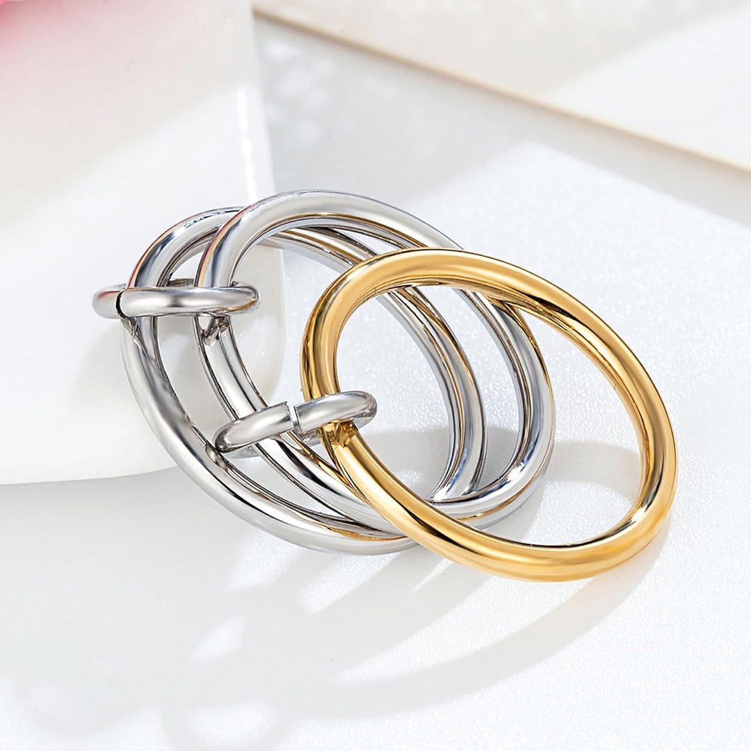 Gold Interlocking Stackable Rings for Women That Don'T Tarnish 14K Dainty Stackable Thumb Knuckle Cute Ring for Teen Girls