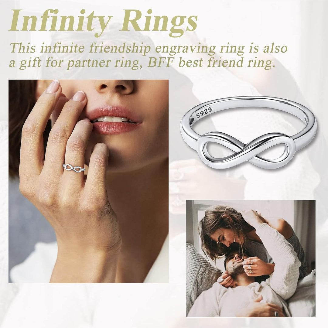 925 Sterling Silver High Polish Infinity Knot Rings, Engagement Wedding Band Cubic Zirconia Infinity Band Rings for Women (With Gift Box)